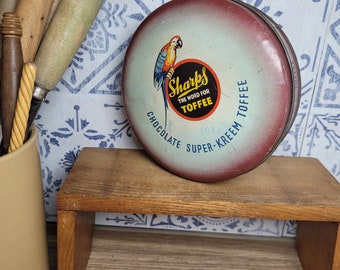A Vintage Pictorial Toffee Tin by Sharps, Vintage Tin, Collectible Tin