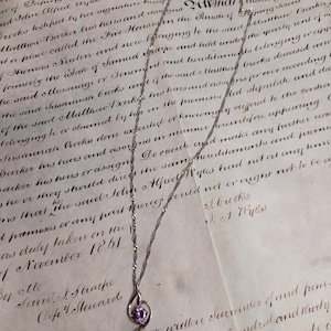 Vintage Silver and Purple Amethyst Necklace,  Precious Stone Pendant,  Vintage Hand Crafted Jewellery,  Gift for Her
