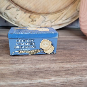 Vintage Petite Huntley and Palmer Breakfast Biscuit Advertising Tin, Vintage Tin, Advertising, Collectible Tin