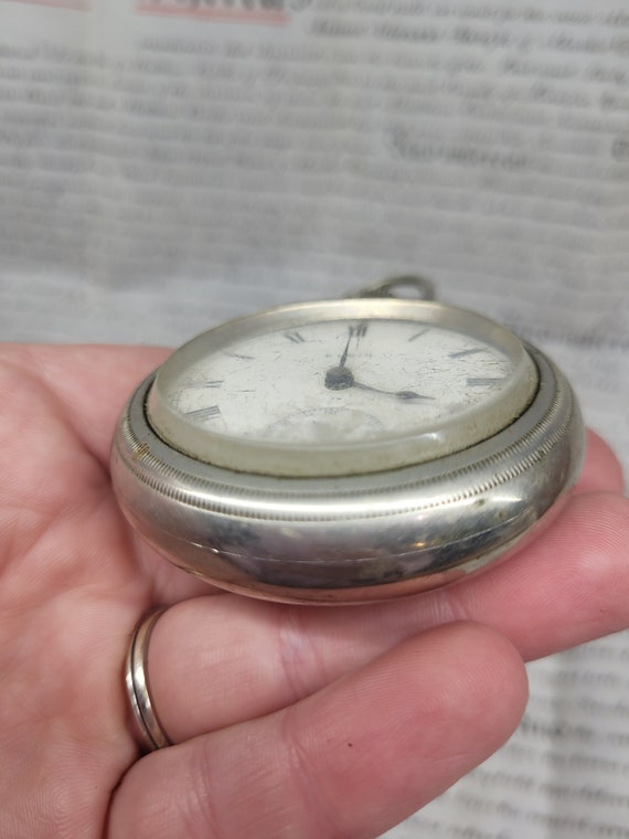 Antique ELGIN Large Pocket Watch, Silveroid, Vict… - image 8