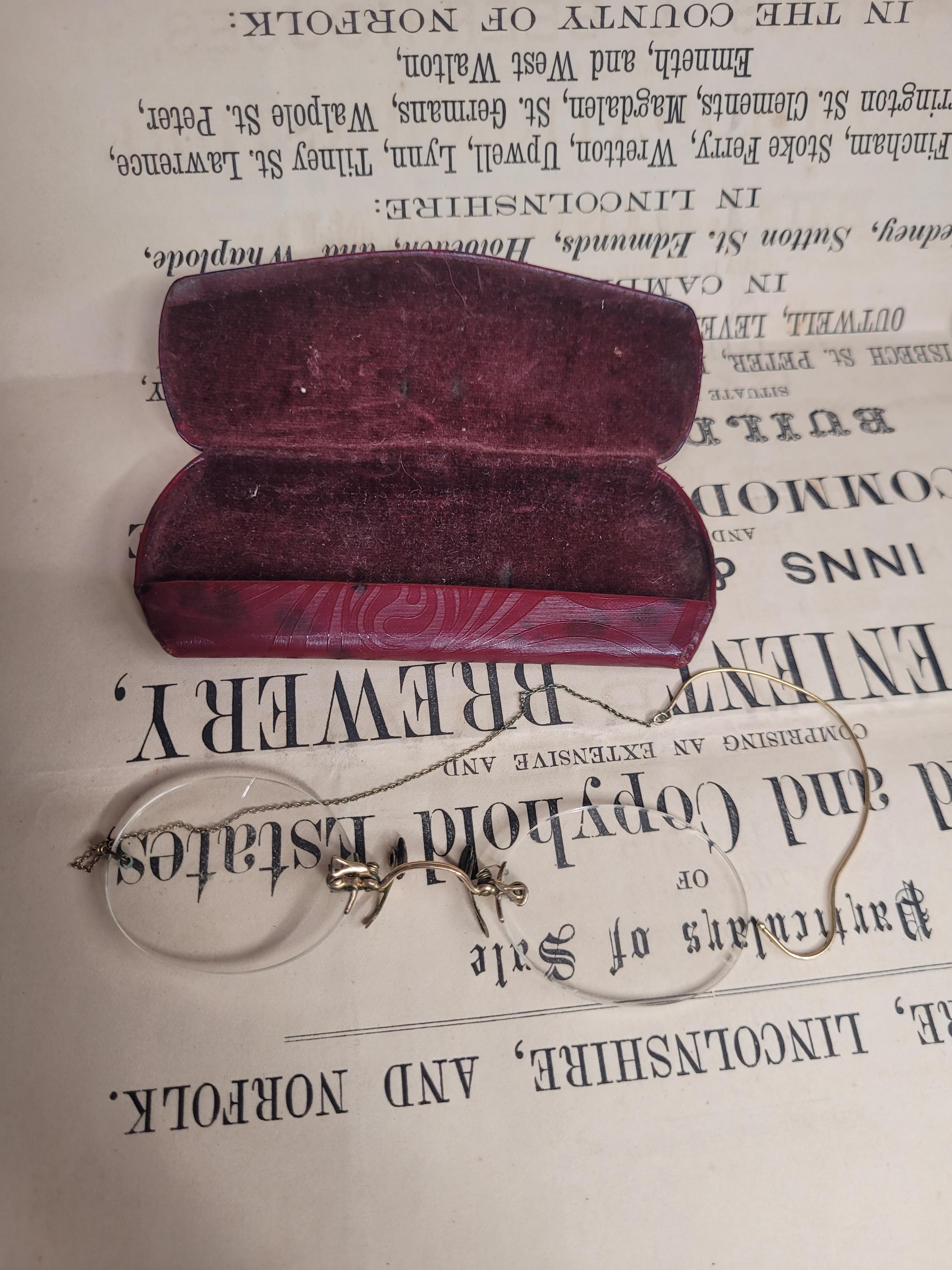Vintage Pince Nez Pinch Nose Spectacles and Case, Vintage Glasses, Collectible Spectacles,  Vintage Curio