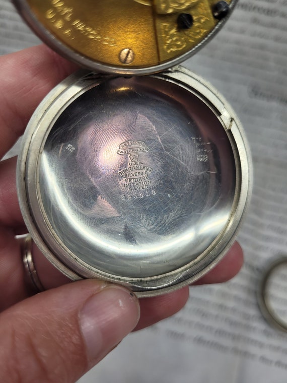Antique ELGIN Large Pocket Watch, Silveroid, Vict… - image 3