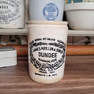 Vintage James Keiller & Sons Ironstone Dundee Marmalade Crock, Home Decor, Vase Pot, Vintage Kitchen Advertising