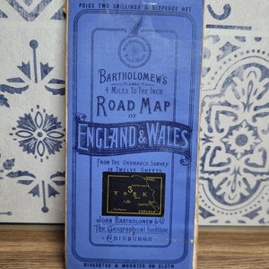Vintage-Karte, Bartholomew's Straßenkarte von England und Wales aus dem Ordnance Crop in zwölf Blättern