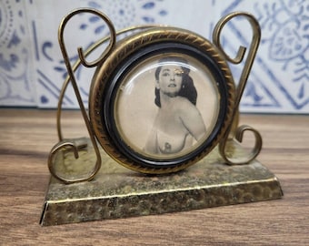 Vintage Brass Letter Rack Naughty Adult Picture Lady