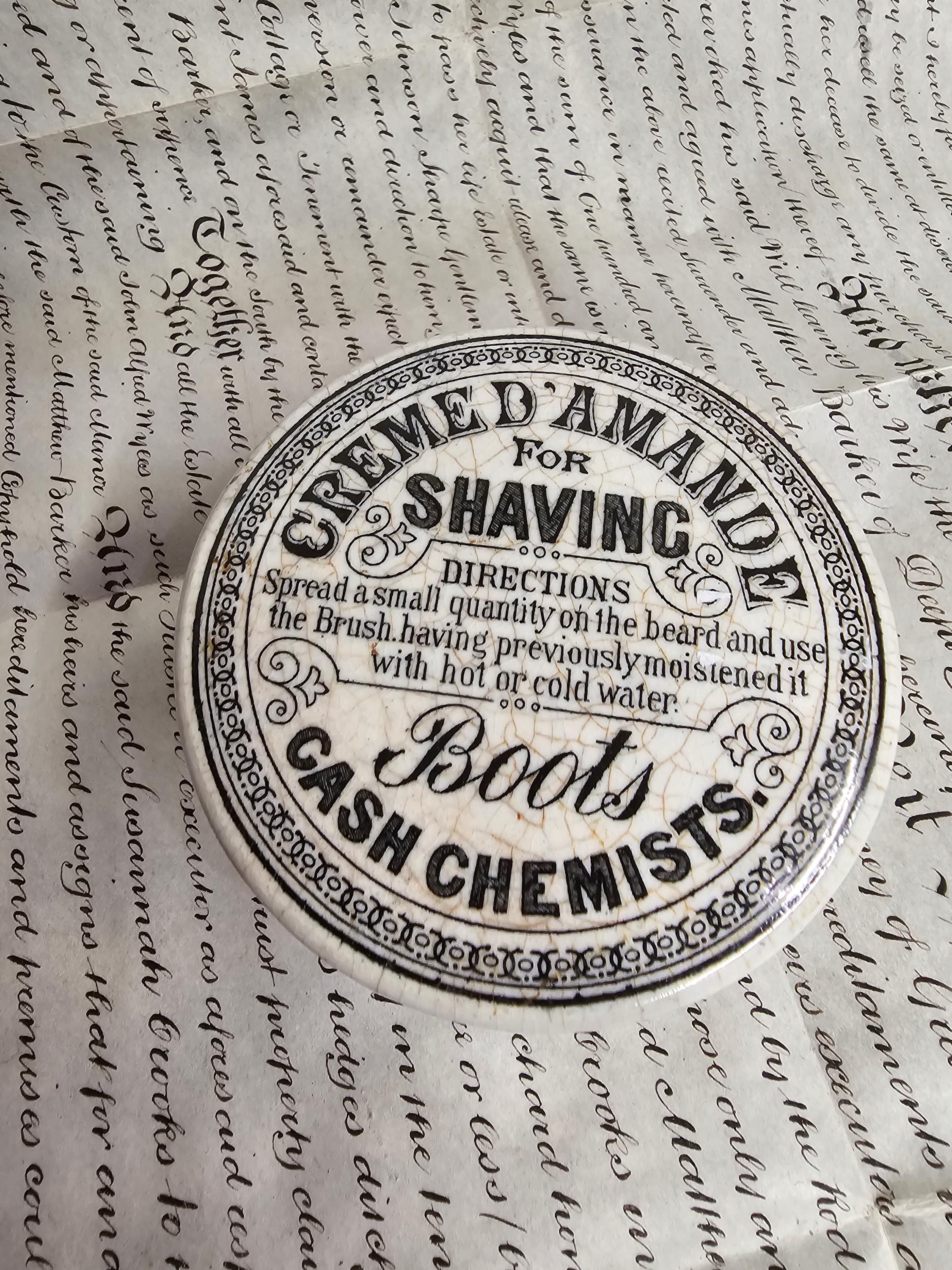 Antique Advertising Boots Chemist Shaving Cream Pot Lid and Base