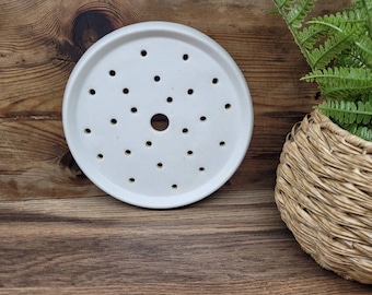Antique Ironstone Creamware Miniature Strainer, 19th Century Kitchen Decor
