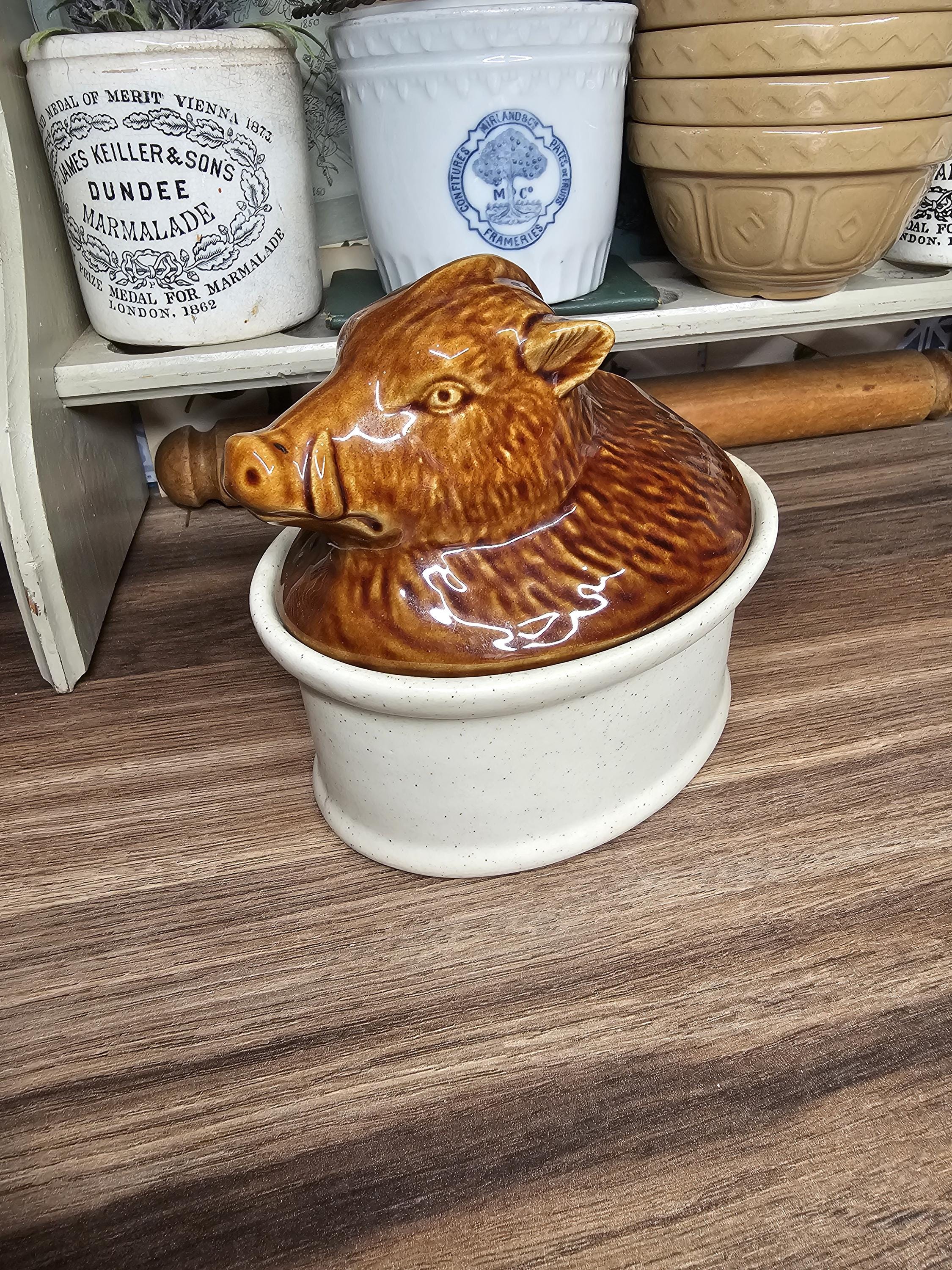 Vintage Portuguese Ceramic Wild Boar Terrine, Portugal Animal