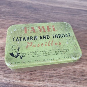Collectible Vintage Advertising Tin Famel Catarrk and Throat Pastilles