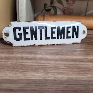Antique Enamel Advertising Sign Gentlemen Sign, Antique Home Decor