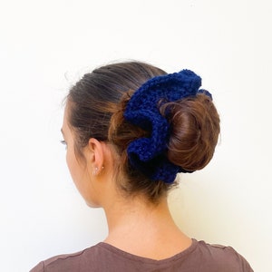 Giant Chunky Scrunchies Multicoloured handmade Navy