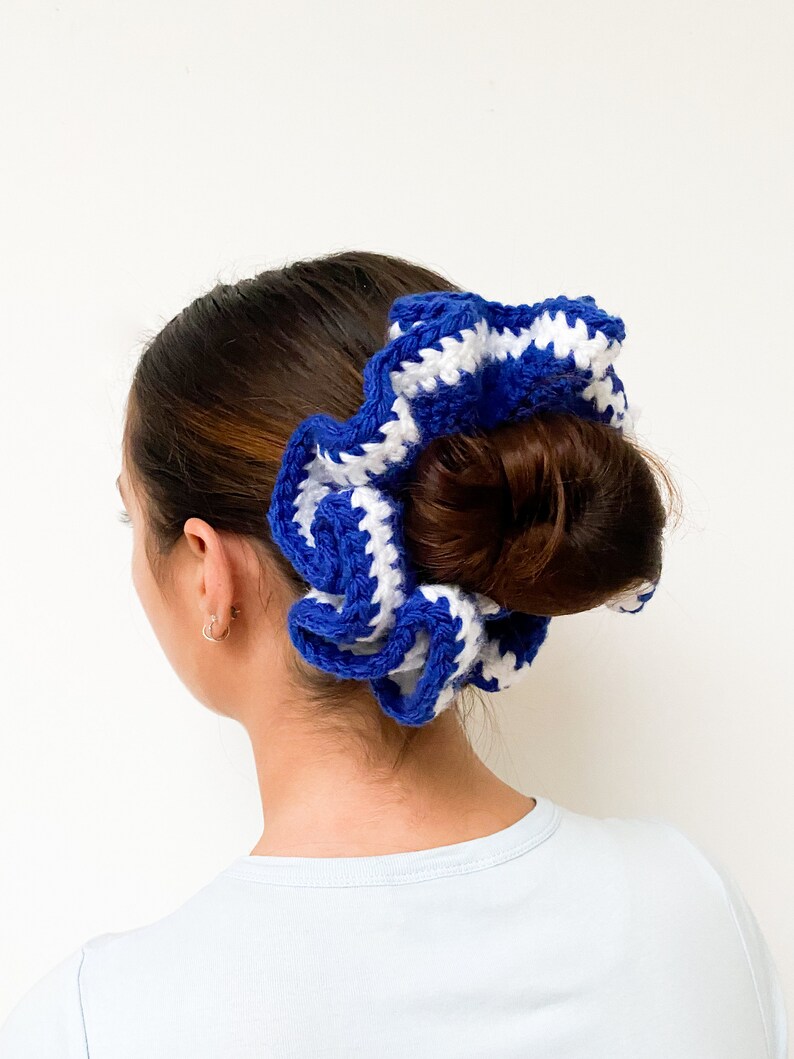 Giant Chunky Scrunchies Multicoloured handmade Blue & White