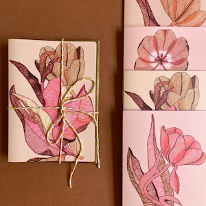 Conjunto de 4 cartões botânicos / Estacionário floral / Conjunto estacionário / Conjunto de cartões comemorativos / Cartões de aniversário / Cartões comemorativos