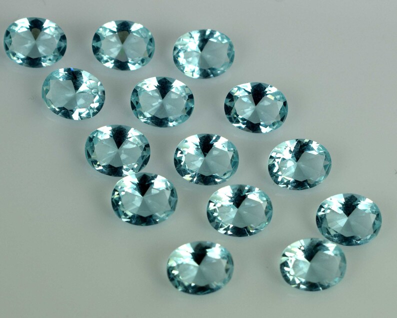 100 /% Natural 28.55 Ct Aquamarine Jewelry Making Gemstone Lot 14 Pcs Oval Cut AGI Certified