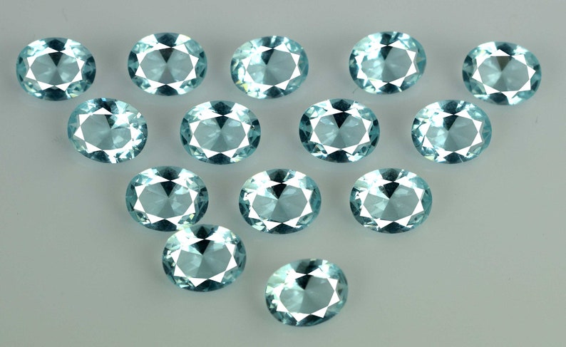 100 /% Natural 28.55 Ct Aquamarine Jewelry Making Gemstone Lot 14 Pcs Oval Cut AGI Certified