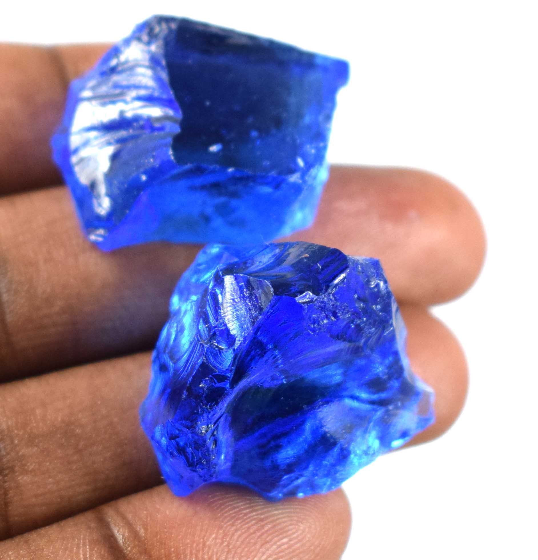 Natural 60 Ct. London Blue Topaz Gemstone Rough Pair Easter Etsy