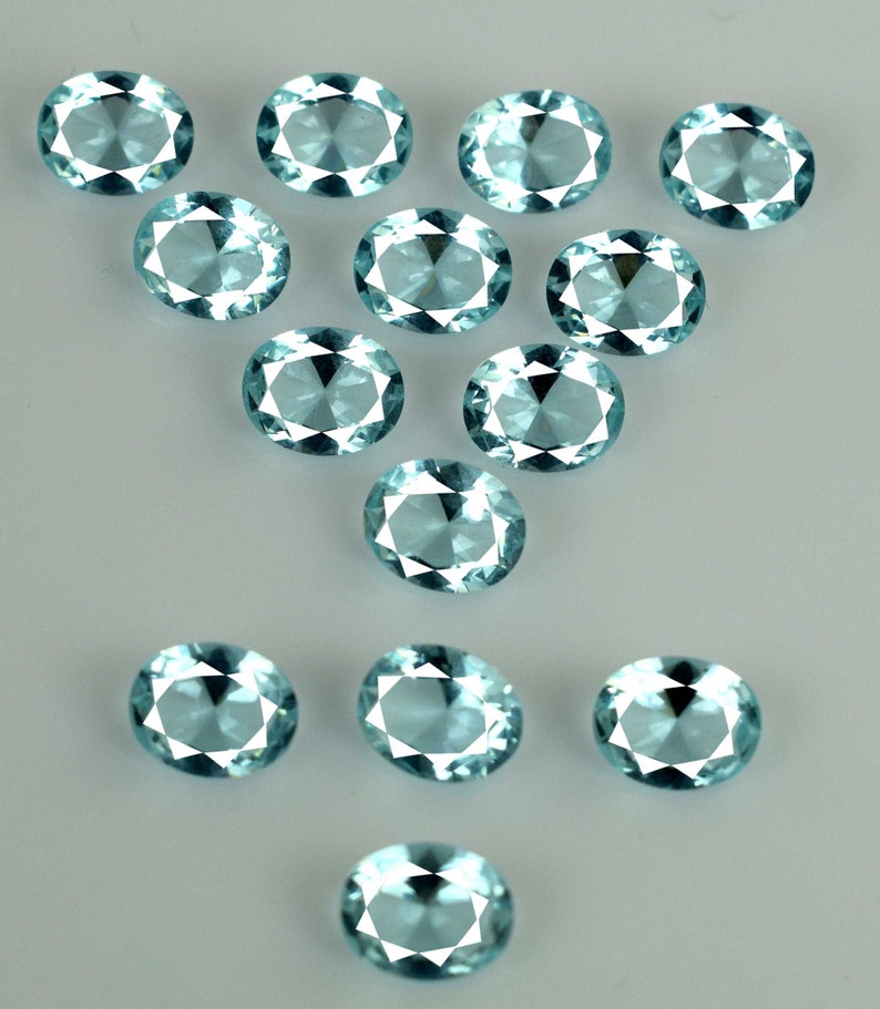 100 /% Natural 28.55 Ct Aquamarine Jewelry Making Gemstone Lot 14 Pcs Oval Cut AGI Certified