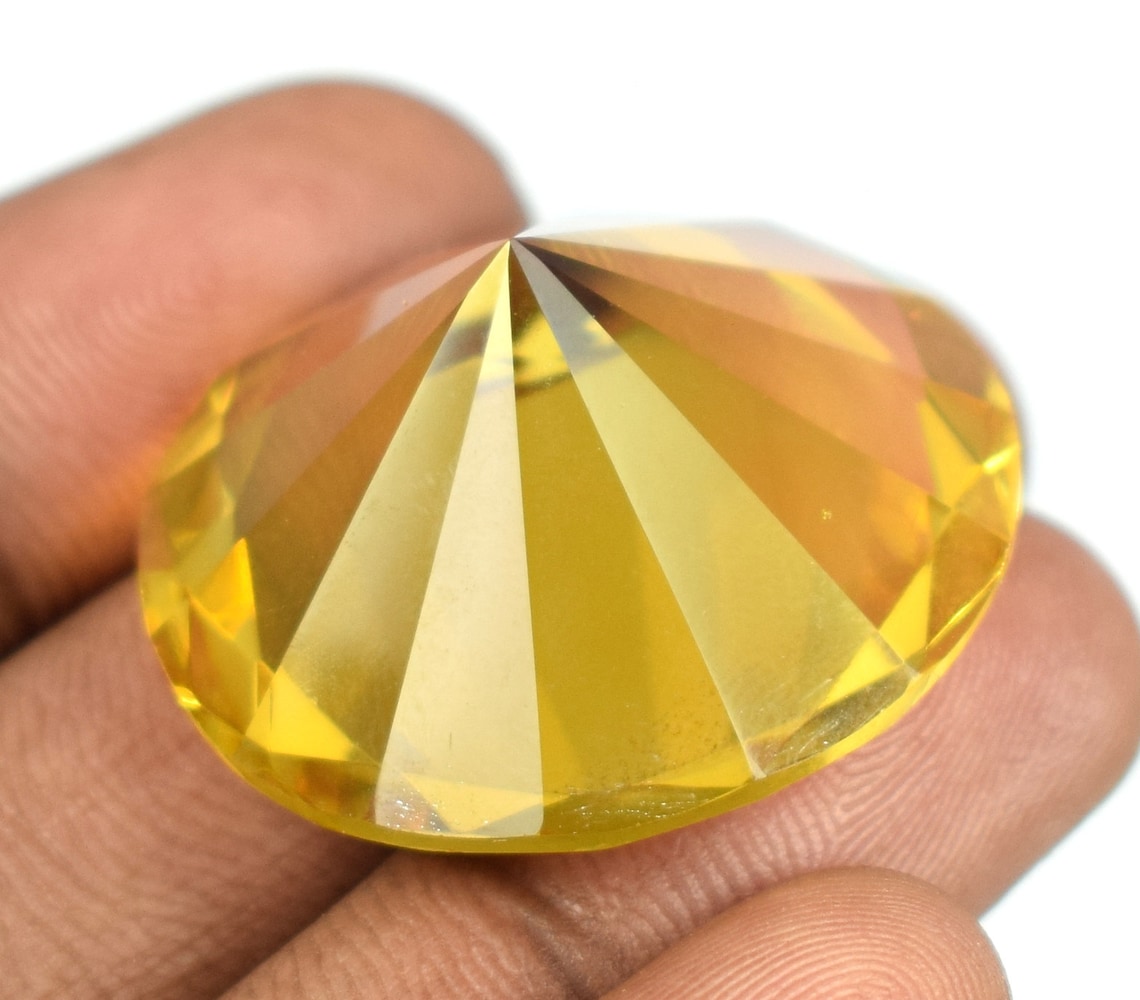Brazilian Yellow Topaz 5070 Carat Round Diamond Cut Gemstone Etsy