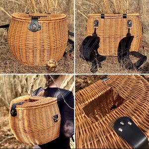 Large Foraging Basket Backpack Wicker