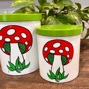 Vintage Retro mushroom canisters