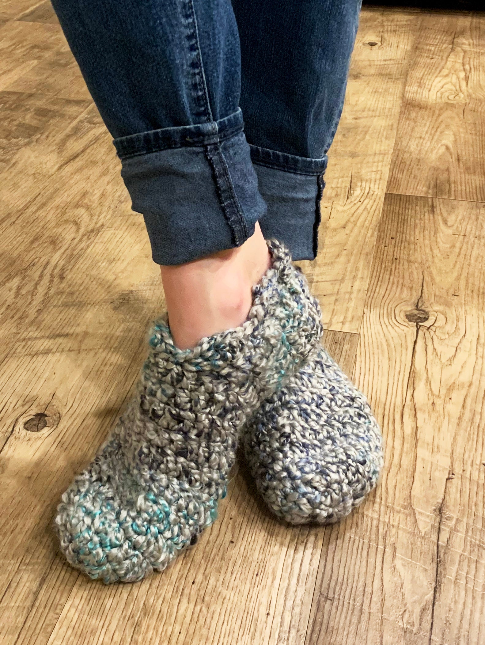 Soft Crocheted Slippers - Size W7/8 M5/6 - Slipper Socks - Handmade, Eco-Friendly, Crochet Socks - Chunky Crocheted Slipper Socks