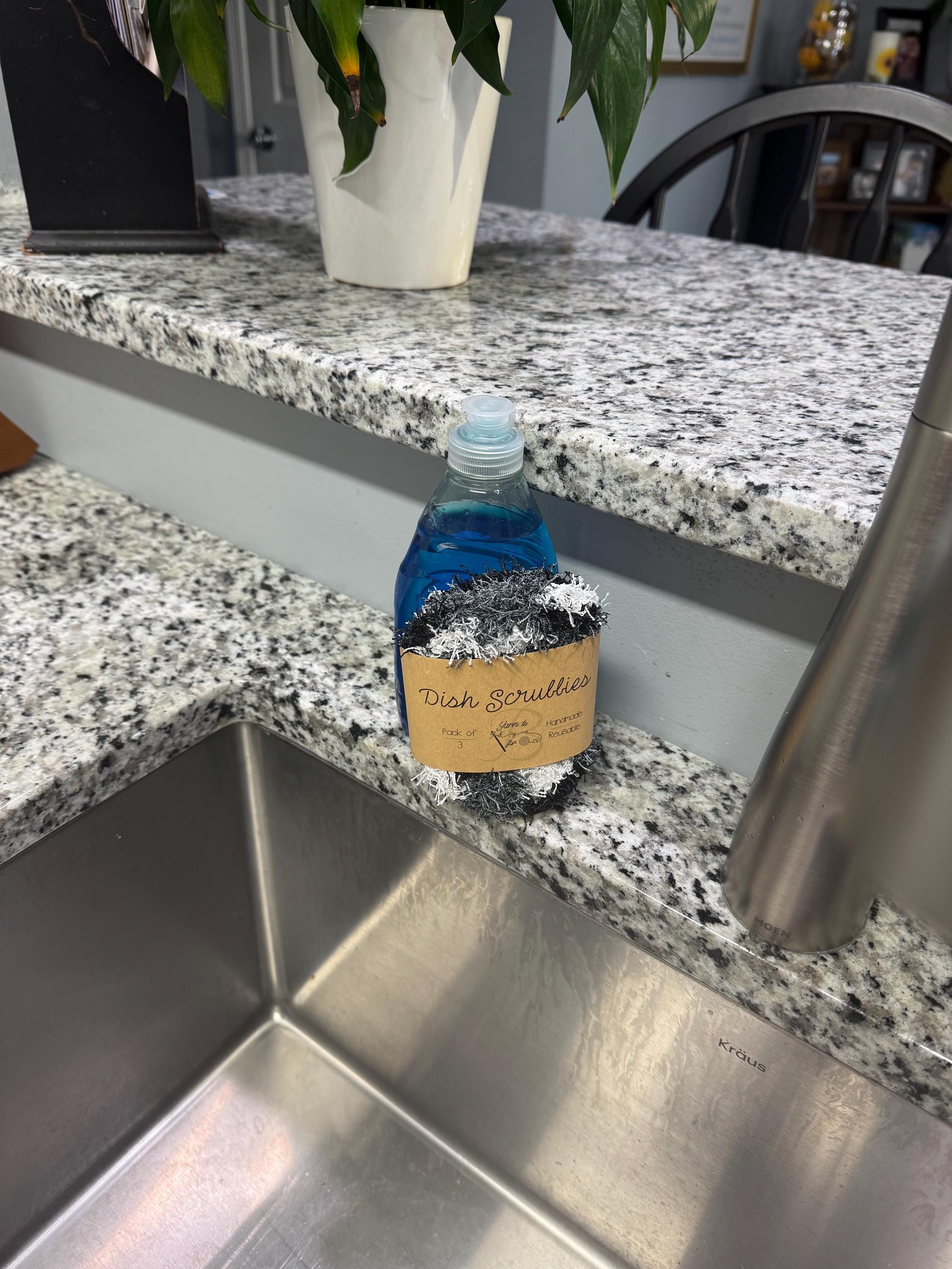 Handmade Crocheted Kitchen Scrubby Set – 3-Pack, Cotton, Eco-Friendly & Reusable Dish Scrubbies - Thumbnail 3