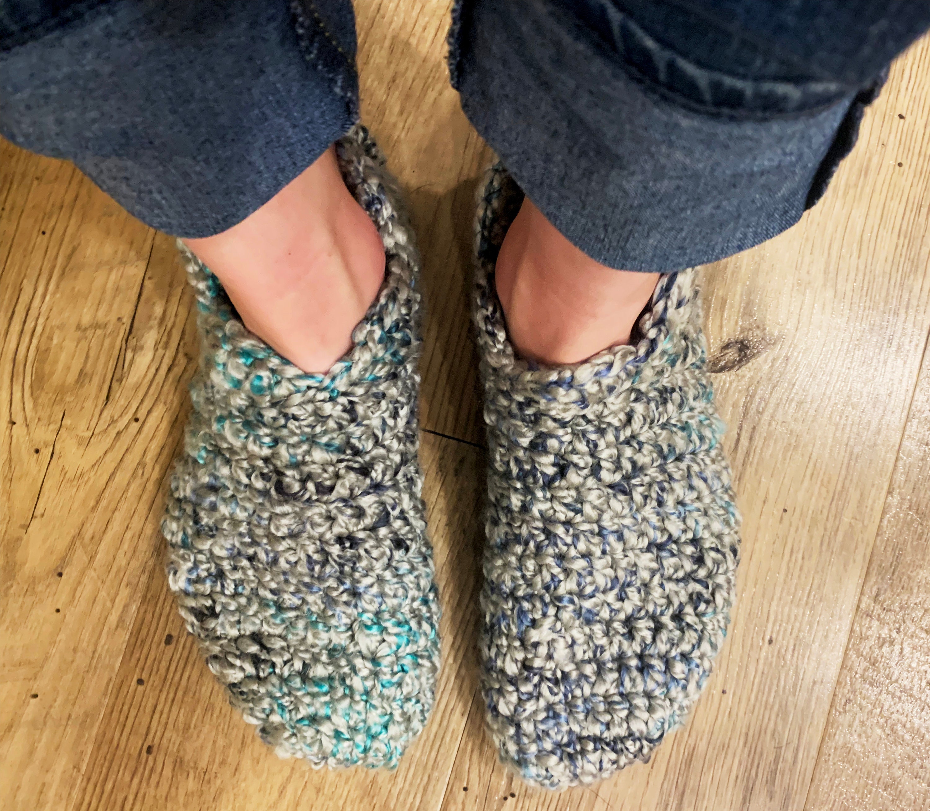 Soft Crocheted Slippers - Size W7/8 M5/6 - Slipper Socks - Handmade, Eco-Friendly, Crochet Socks - Chunky Crocheted Slipper Socks - Thumbnail 2