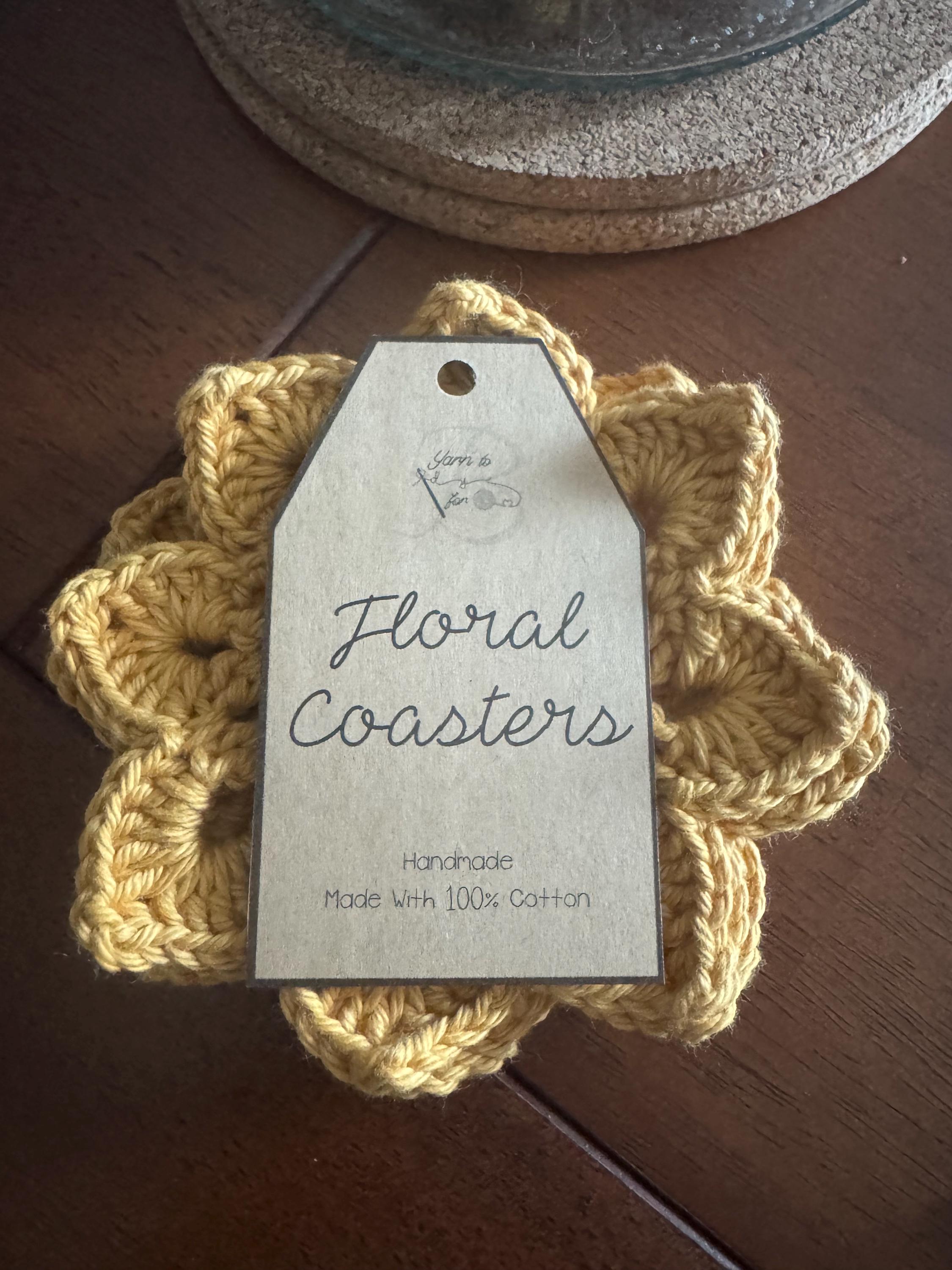 Handmade Crocheted Sunflower Coaster Set Of 4 – Custom Colors Available – Cute Floral Drink Coasters – Farmhouse Home Decor Gift - Thumbnail 5