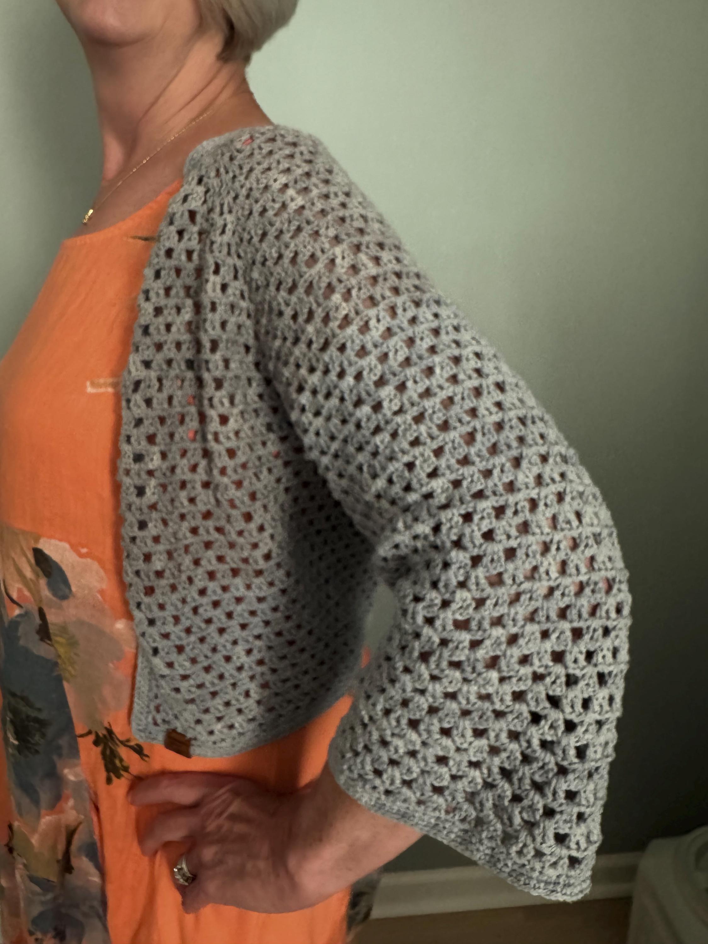 Handmade V-Stitch Summer Crochet Cardigan – Lightweight Open Front Boho Sweater – Beach Cover Up – Women’s Bohemian Festival Layer - Thumbnail 2