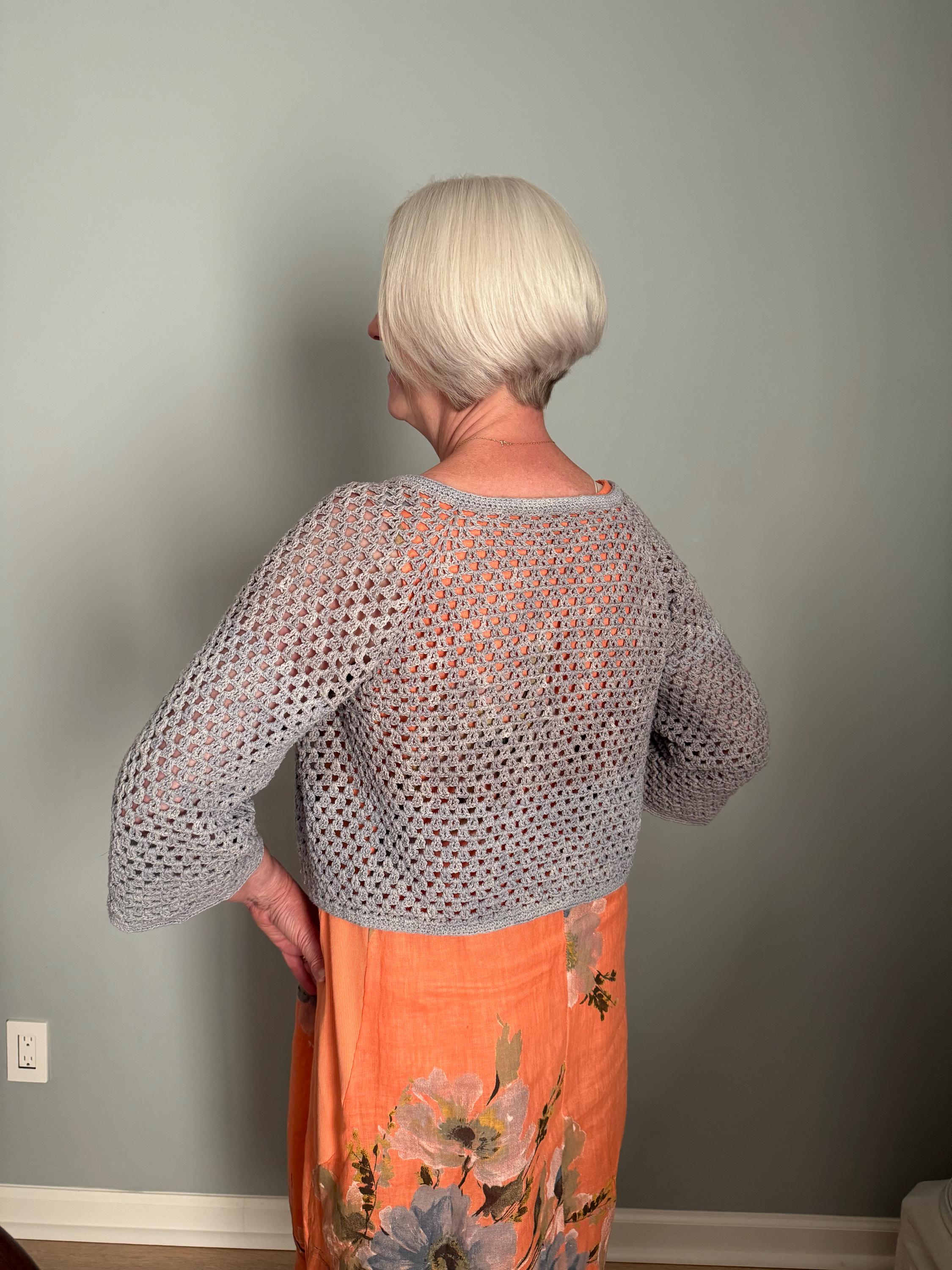 Handmade V-Stitch Summer Crochet Cardigan – Lightweight Open Front Boho Sweater – Beach Cover Up – Women’s Bohemian Festival Layer - Thumbnail 3