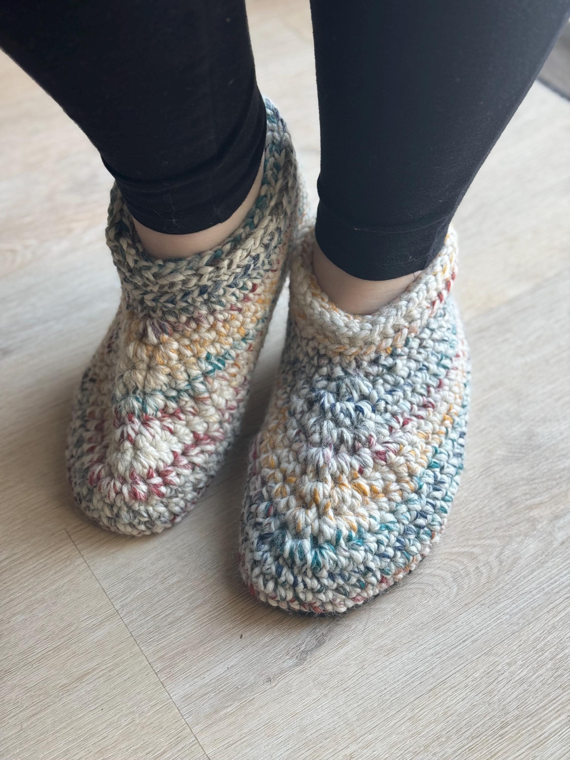 Cozy Wool Blend Crocheted Slippers with Durable Felt Soles - Size W7/8 M5/6 – Handmade for Everyday Comfort