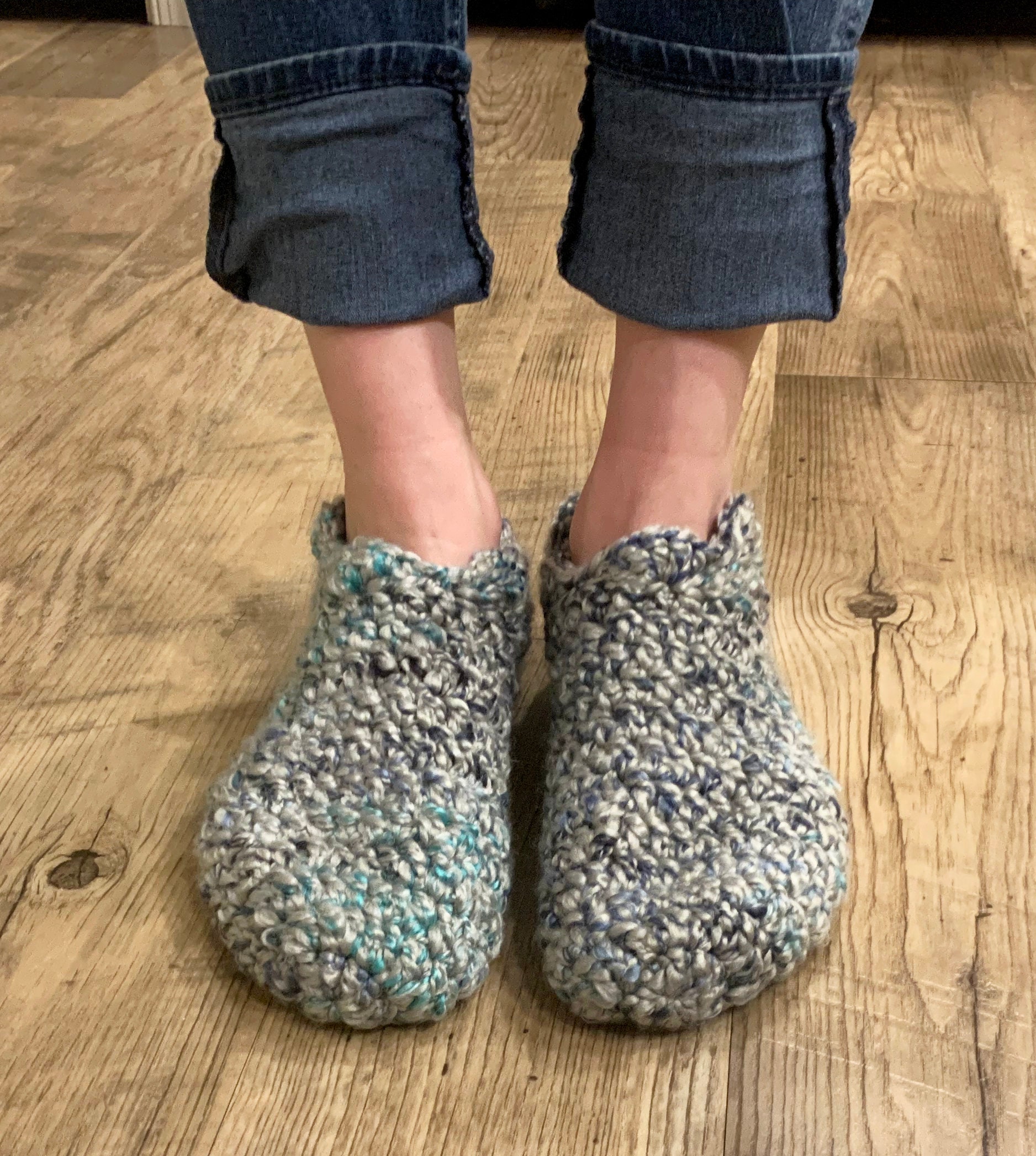 Soft Crocheted Slippers - Size W5/6 M3/4 - Slipper Socks - Handmade, Eco-Friendly, Crochet Socks - Chunky Crocheted Slipper Socks - Thumbnail 3