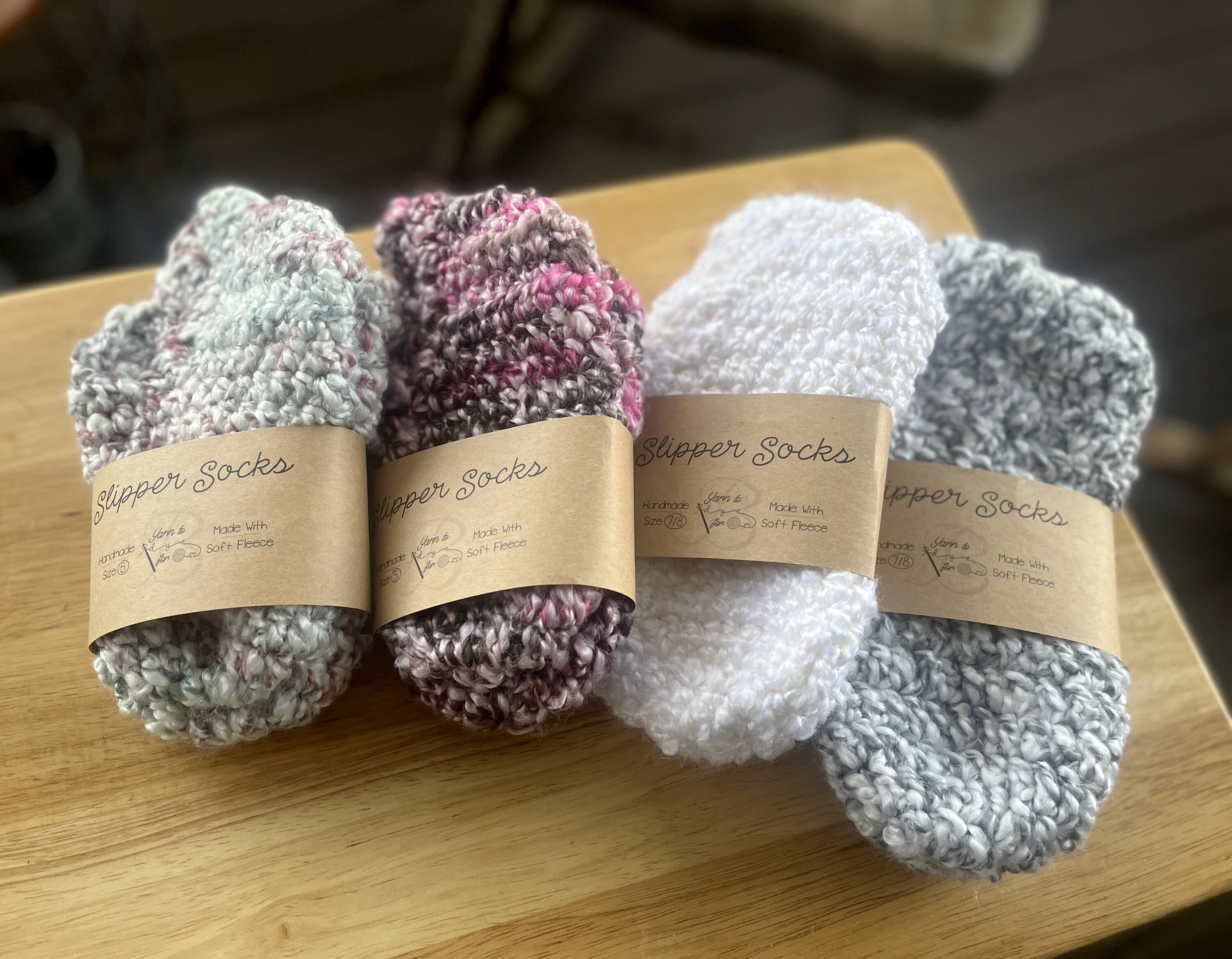 Soft Crocheted Slippers - Size W5/6 M3/4 - Slipper Socks - Handmade, Eco-Friendly, Crochet Socks - Chunky Crocheted Slipper Socks - Thumbnail 4