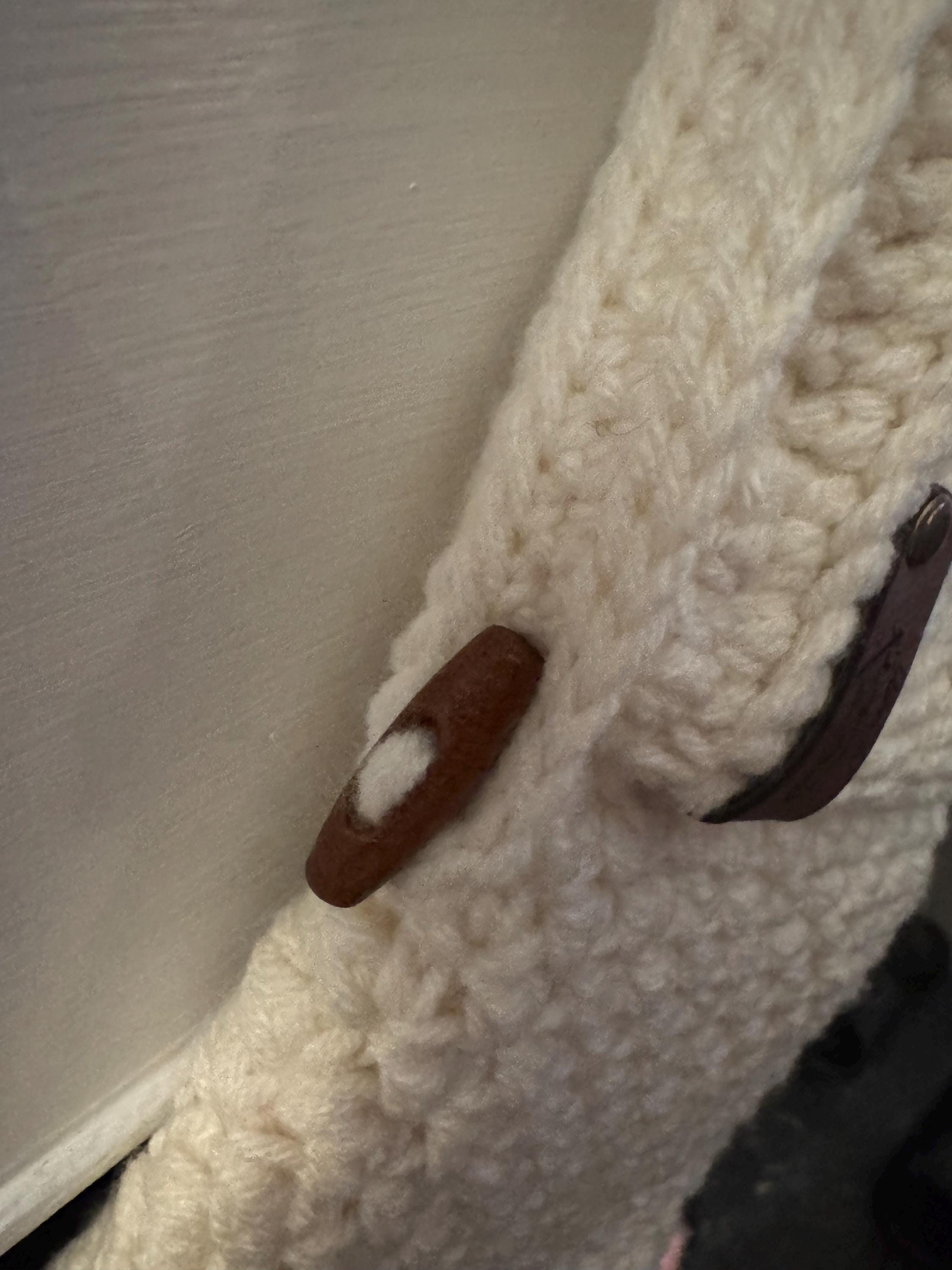 Farmhouse Christmas Stocking with Ribbed Cuff, Size Medium, Handmade and Crocheted Holiday Stocking, Farmhouse stocking with hanging loop and wooden bead - Thumbnail 3