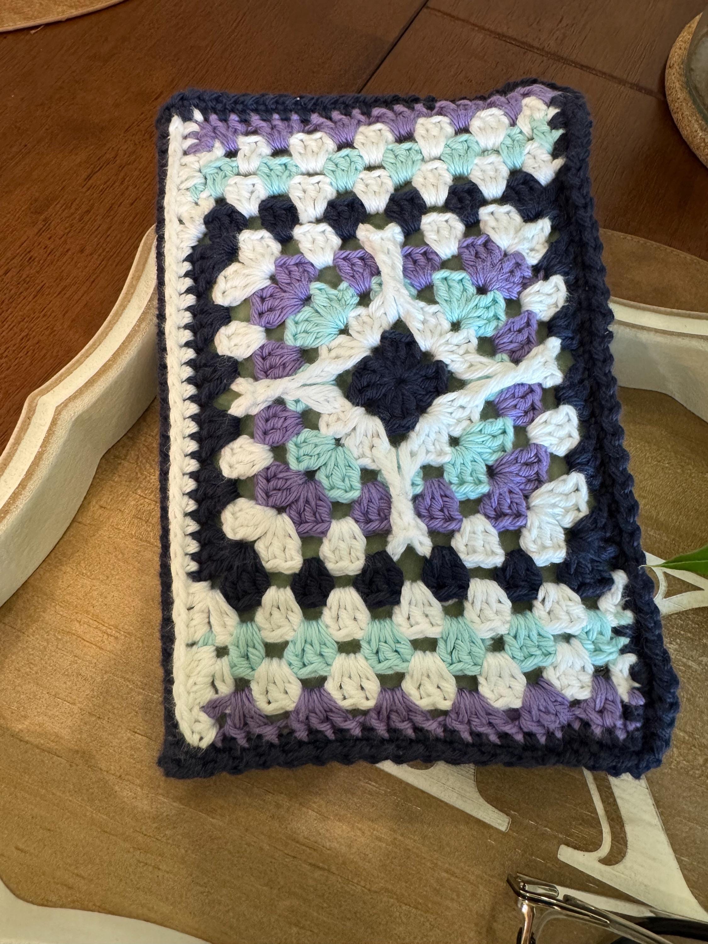 Custom Color Crochet Diamond Book Cover with Journal – Handmade A5 Reusable Notebook Sleeve - Thumbnail 4