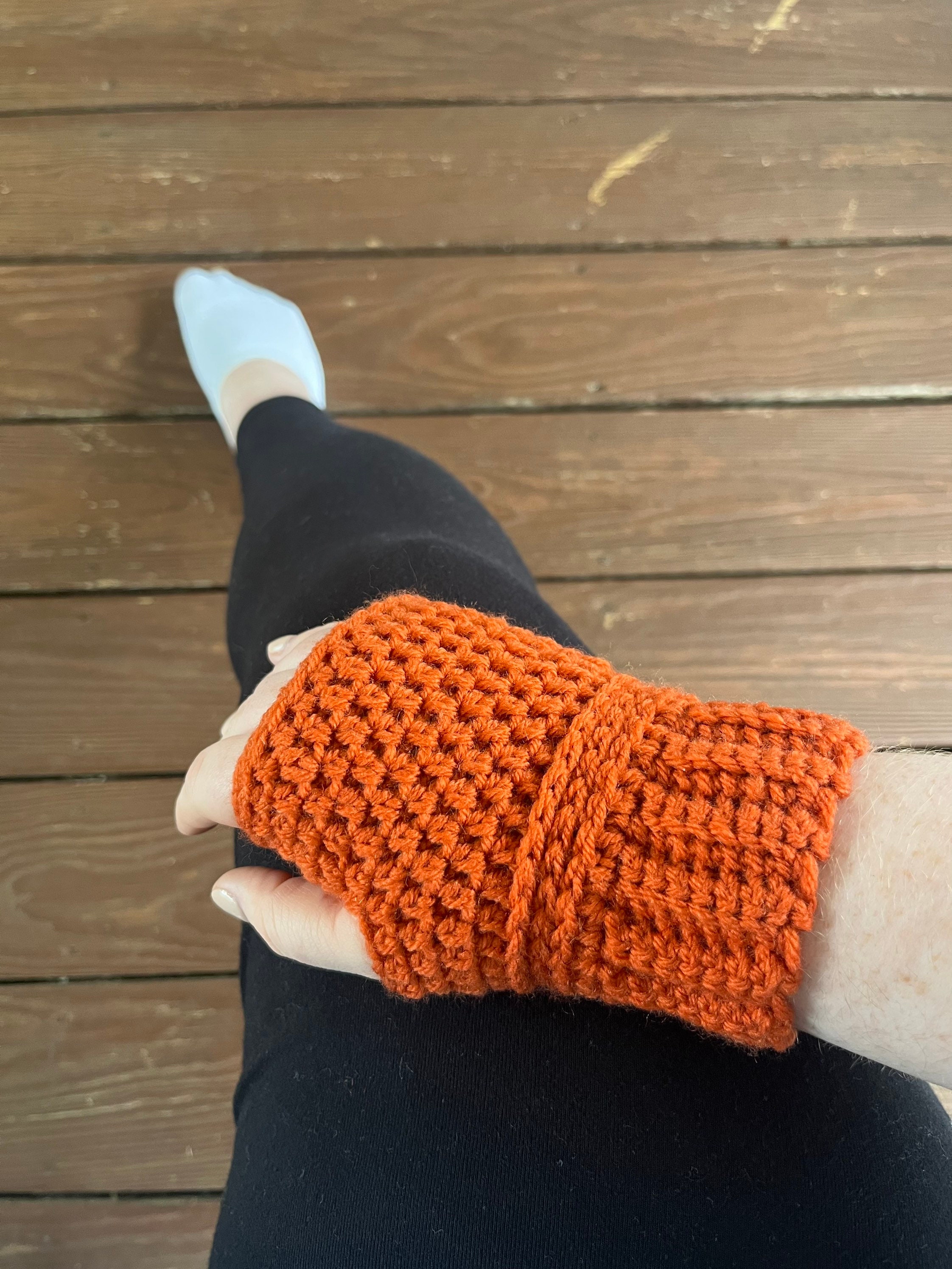 Handmade, crocheted and textured wrist warmers made with soft yarn; fingerless gloves; texting gloves
