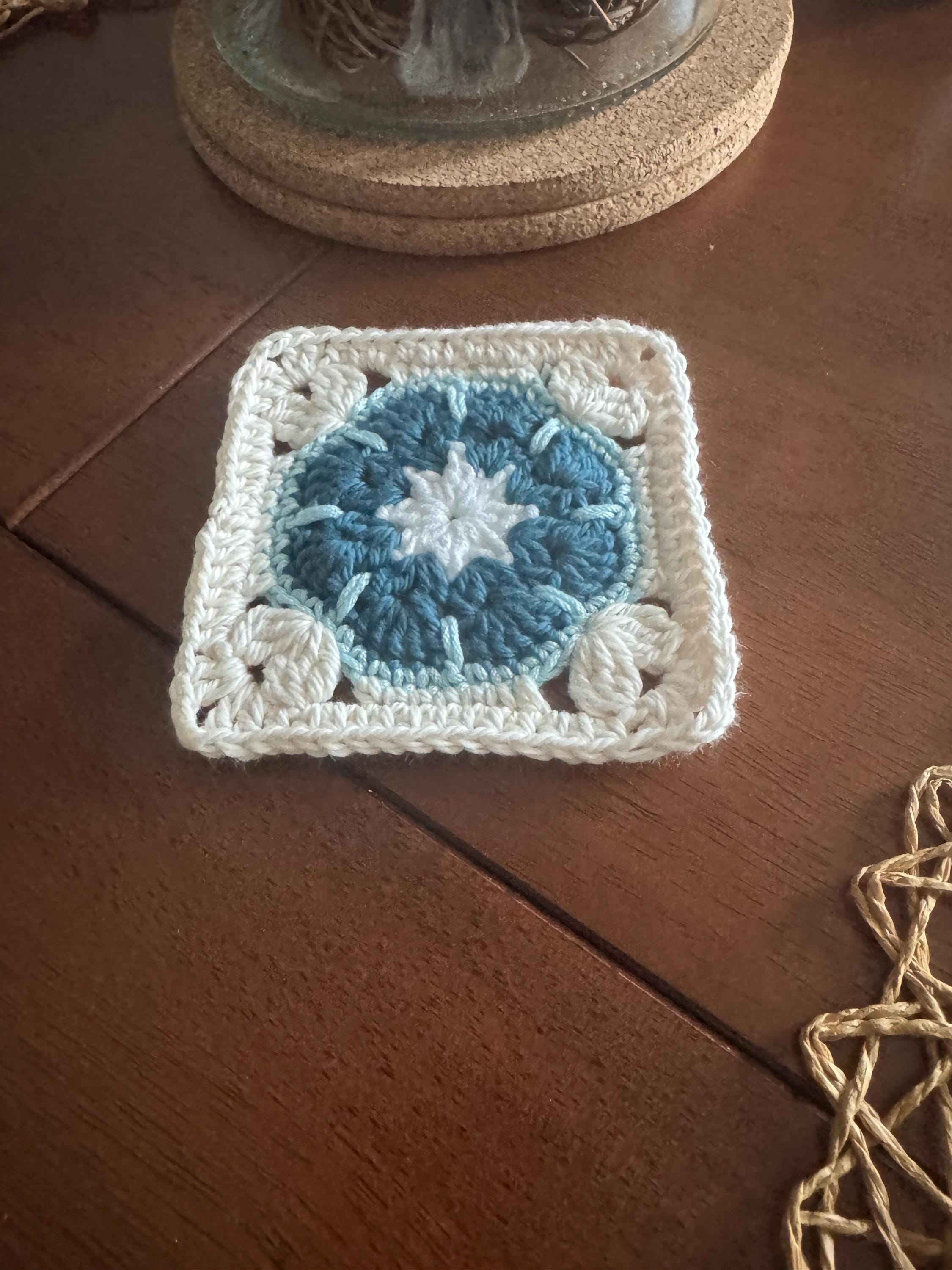 Handmade Crocheted African Flower Coaster Set Of 8 – Custom Colors Available – Cute Floral Drink Coasters – Farmhouse Home Decor Gift