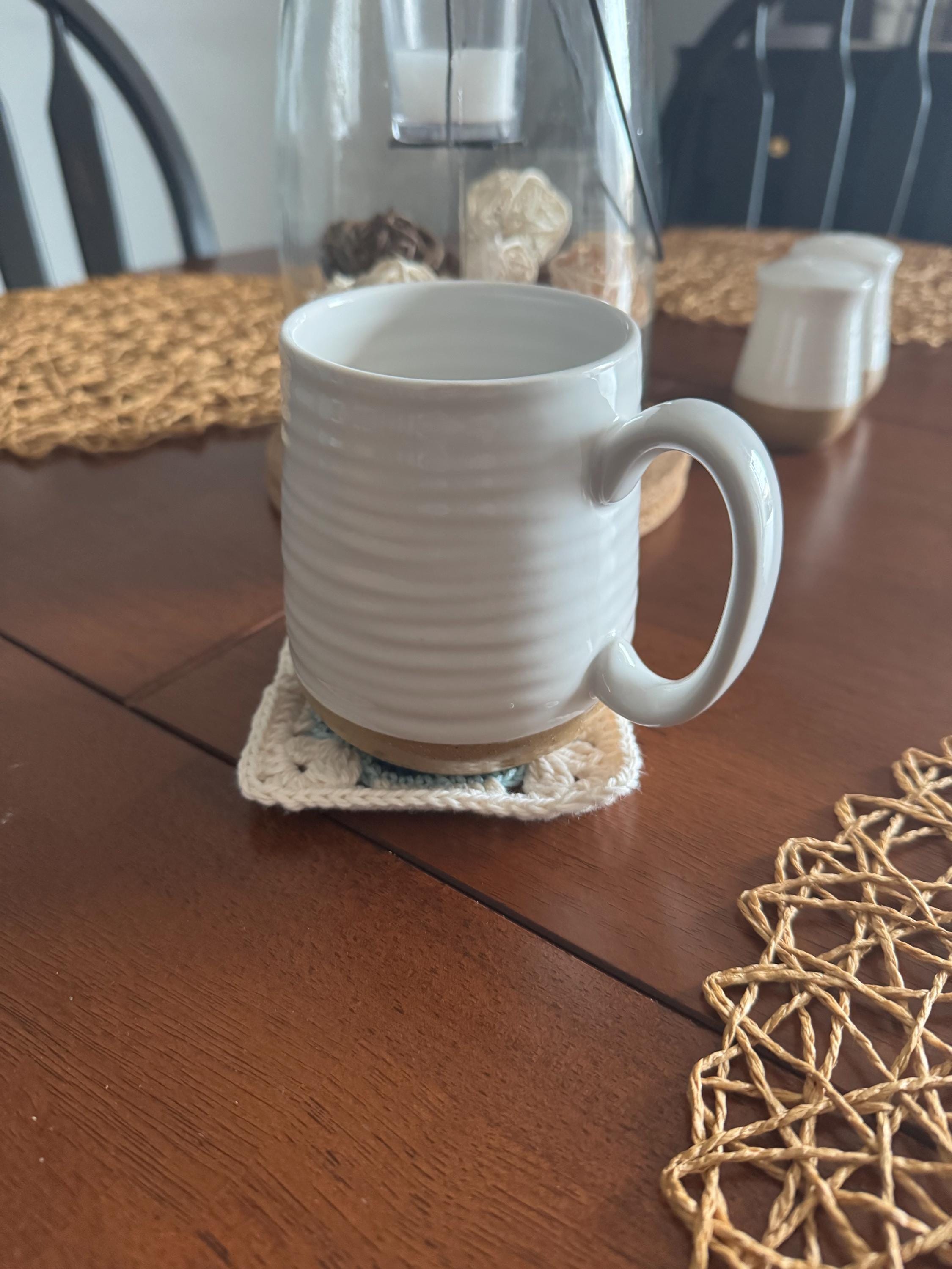 Handmade Crocheted African Flower Coaster Set Of 6 – Custom Colors Available – Cute Floral Drink Coasters – Farmhouse Home Decor Gift - Thumbnail 3