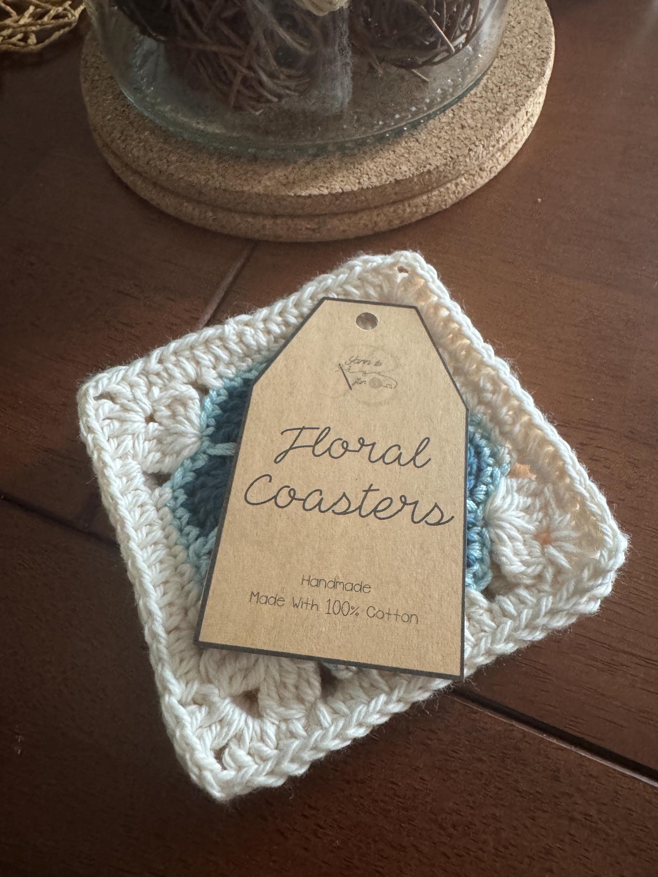 Handmade Crocheted African Flower Coaster Set Of 6 – Custom Colors Available – Cute Floral Drink Coasters – Farmhouse Home Decor Gift - Thumbnail 4