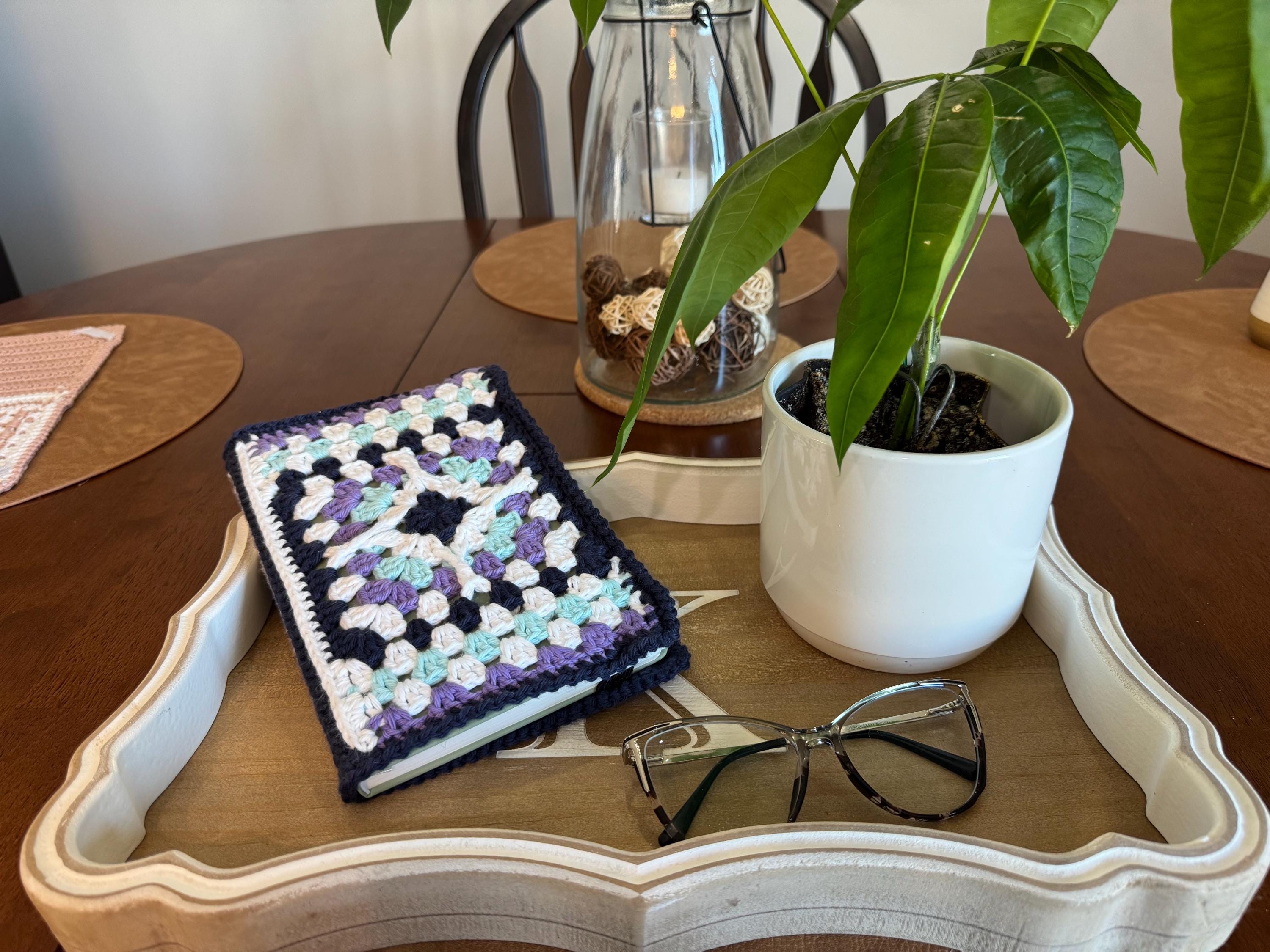 Custom Size & Color Crochet Diamond Book Cover – Handmade Reusable Sleeve for Journals, Novels, or Planners — Cover Only
