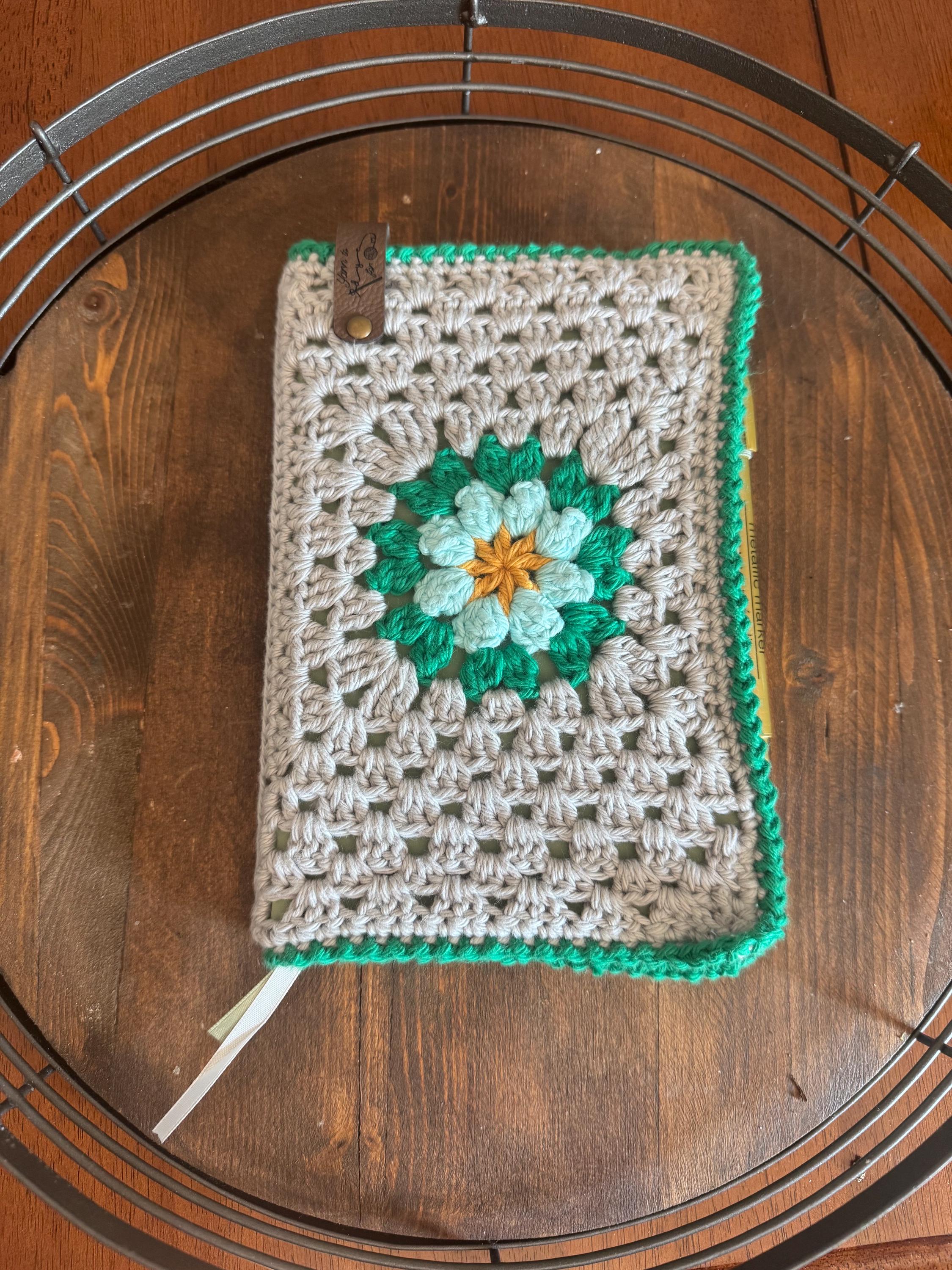 Custom Size & Color Crochet Floral Mandala Book Cover – Handmade Reusable Sleeve for Journals, Novels, or Planners — Cover Only - Thumbnail 3