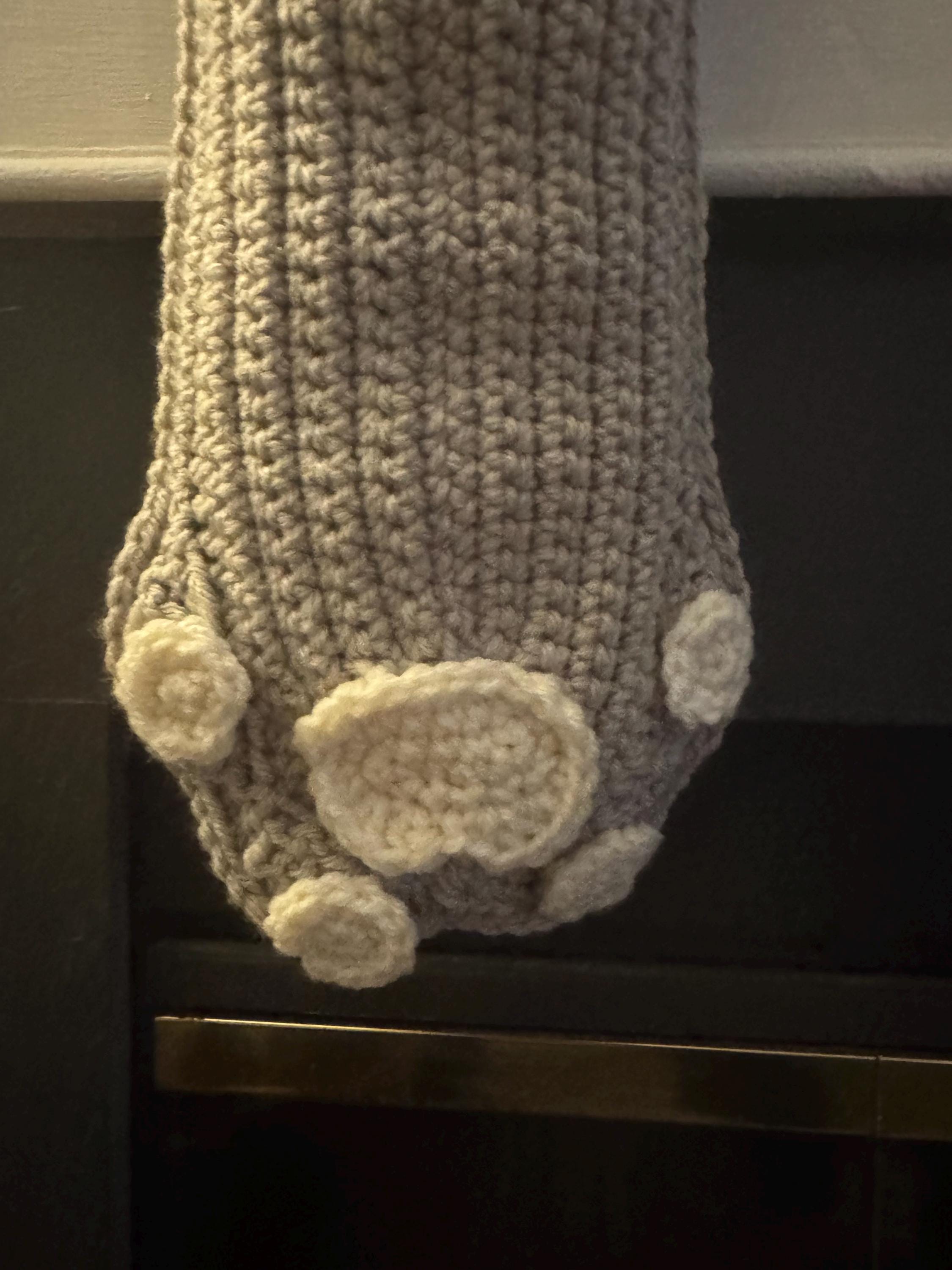 Handmade Crochet Pet Stocking with Paw Pads - Size Large - Customizable Dual-Toned Christmas Stocking for Dogs & Cats - Multiple Colors Available - Thumbnail 2
