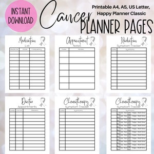 Printable Cancer Planner Bundle Planner Inserts Chemo Journal