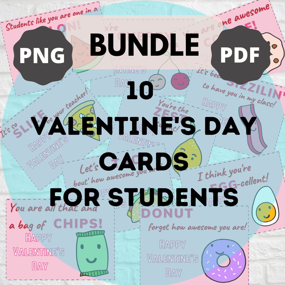 Valentines From Teacher, Valentines Cards for Students, Bundle PDF and ...
