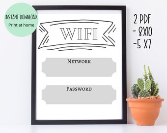 Wifi-wachtwoordbord: afdrukbaar gastenkamerdecor (digitale download)