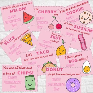 Food Valentines from Teacher, Food Puns for Students, PDF, Printable, Digital Valentines, Virtual Valentines, Student Valentines
