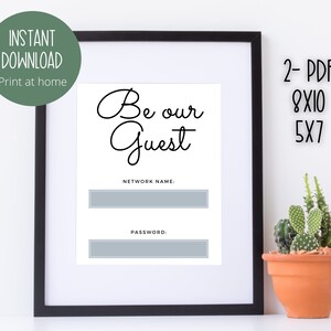 Wifi sign, Be our Guest, Wifi password sign, Internet password printable, Instant download, Guest Room sign , Airbnb sign, Rental sign