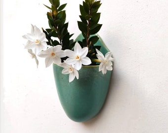 Handmade Ceramic Wall Planter: Glazed Indoor Hanging Planter