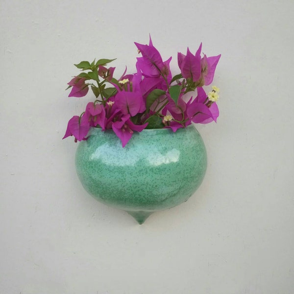 Ceramic wall planter, with/without drainage hole, wall pocket planter
