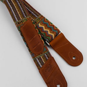 Limited Edition Hippie Guitar Strap, Handmade Colorful Pattern, Adjustable Boho Music Accessory, Unique Guitarist Gift, Vintage Style